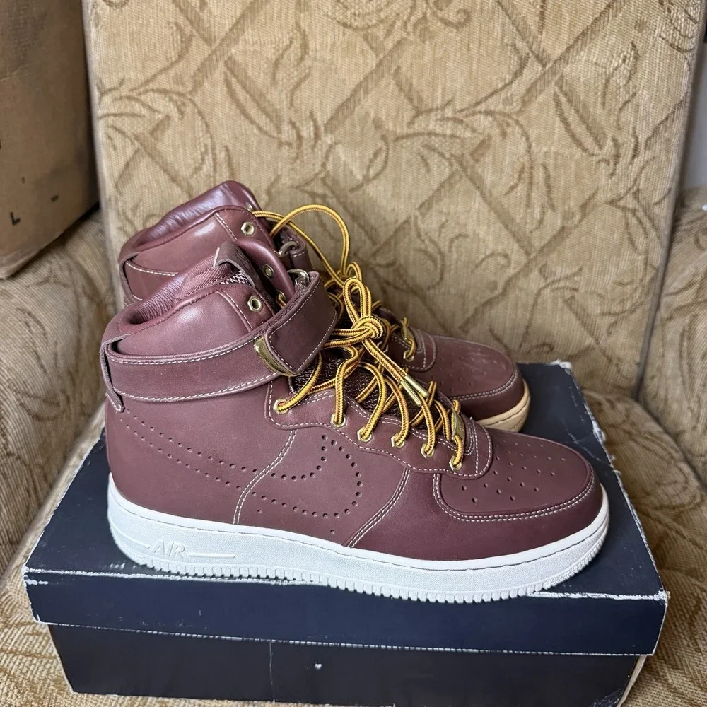 2010 NIKE AIR FORCE 1 High Premium Work Boot 386161-600 Size 9 W/‎ Box!